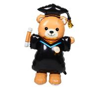 DECORNIJIA Super Large Graduation Bear Balloon Standing Foil Congrats Hat Balloon for Class of Party Decorations and Photo Backdrop Supplies