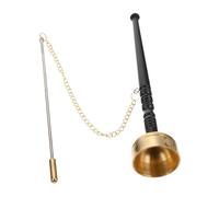 DECORNIJIA Temple Copper Yin Qing Percussion Instrument for Buddhist Rituals Large with Wooden Handle Polished Surface Suitable for Meditation Ancestral Worship and Temple Supply