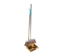 DECORNIJIA Thick Stainless Steel Gold Broom Dustpan Set Heavy Duty Household Cleaning Kit Sturdy Dustpan for Home and Kitchen Use