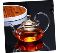DECORNIJIA Transparent Glass Teapot Raised Handle Heat-Resistant Tea Ware for Scented Tea Brewing Embellished Clear Teapot