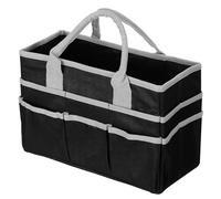 DECORNIJIA Utility Tote Organizer for Handbags Compact Purse Storage Bag with Dividers for Makeup Electronics Essentials Efficient Space Utilization Stylish Black Grey Design for Women