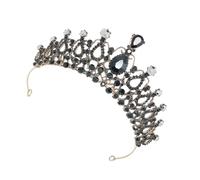 DECORNIJIA Vintage Black Baroque Wedding Crown Headdress Shiny Crystal Bridal Tiara for Bride Elegant Retro Party Hair Accessory Lightweight Design for Special Occasions