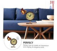 DECORNIJIA Vintage Chicken Figure Iron Art Desk Clock Brown Home Decor Without Battery Creative Retro Style Table Ornament Gift for Family and Friends