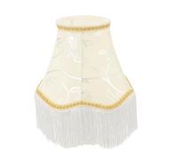 DECORNIJIA Vintage Embroidery Flower Lamp Shade with Handmade Tassels European Victorian Fringe Trim Flared Fabric Lampshade for Bedroom Table and Floor Lights Soft Diffused Comfort Lighting