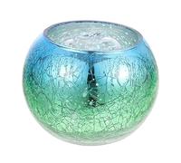 DECORNIJIA Vintage Gradient Glass Temple Candle Holder Retro Decorative Tea Light Stand for Elegant Home Office Desktop Ornament Compact Blue Green Iridescent Design Housewarming Gift