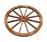 DECORNIJIA Vintage Rustic Wooden Wagon Wheel Wall Decor Pendant Deep Brown for Living Office Study Easy Hang with Lanyard Edges Retro Farmhouse Style Wall Art