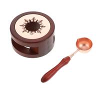 DECORNIJIA Vintage Sealing Wax Stove Set with Snowflake Wooden Furnace and Rose Gold Red Handle Melting Spoon for Wax Stamp Melting for Craft Sealing and Letter Decoration