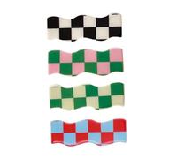 DECORNIJIA Wave Plaid Hair Claw Set 4pcs Colorful Square Pattern Hair Clips for Women for Beach Parties and Everyday Styling Random Color