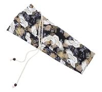 DECORNIJIA Wind Instrument Storage Pouch Ethnic Style Adjustable Flute Bag Dustproof Grey Crane Pattern Practical Carrying Case for Musicians on the Go
