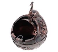 DECORNIJIA Windproof Vintage Metal Ashtray with Lid Smokeless Desktop Smoking Ash Tray for Home Office Outdoor Use Retro Hand-carved Decorative and Clean Design