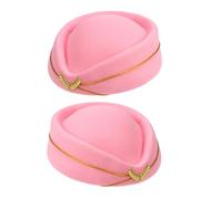 DECORNIJIA Women Air Hostess Hats 2Pcs Felt Flight Attendant Caps with Classic Design for Stage Shows and Casual Wear