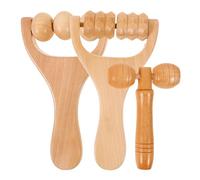 DECORNIJIA Wood Foot Massage Roller 3pcs Set Tri-Bead and Spiked Rollers for Calf, Hamstring Neck Muscle Relief - Manual Wooden Body Massager for Leg Recovery and Shoulder Relaxation