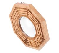 DECORNIJIA Wooden Bagua Mirror Convex Feng Shui Wall Decor for Entryway Bedroom Living Traditional Chinese Protection Charm Vintage Style Decorative Mirror for Positive Energy and Lucky Home