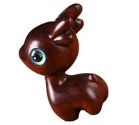 DECORNIJIA Wooden Deer Ornament Small Elk Figurine Desktop Decoration for Home Office Party Stable Craftsmanship Animal Ornament for Living Shelf Display