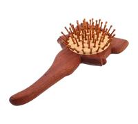 DECORNIJIA Wooden Paddle Hair Brush with Carved Fox Design for Women Men Natural Wood Comb Detangler for Curly Thick Thin Dry Hair Ergonomic Grip Scalp Massaging Brush