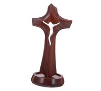 DECORNIJIA Wooden Tabletop Cross for Home and Church Decor Compact Space Saving Design Natural Wood Grain Spiritual Prayer Keepsake for Easter Baptism First Communion Religious Gift
