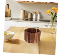 DECORNIJIA Wooden Utensil Holder Rustic Farmhouse Crock for Kitchen Tool Storage Multiuse Silverware Organizer for Countertop Compact Wooden Spoon Crock with Decorative Charm
