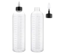 Decorniqu 2 Pack Hair Oil Applicator Bottle 500ml Measured Squeeze Bottles with Graduated Scale Oil Applicator Twist-On Top Tip Cap Empty Plastic Dry Bottle(Clear)