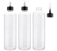Decorniqu 3 Pack Hair Oil Applicator Bottle 500ml Measured Squeeze Bottles with Graduated Scale Oil Applicator Twist-On Top Tip Cap Empty Plastic Dry Bottle(Clear)