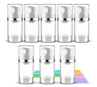 Decorniqu Airless Pump Bottles 8 Pack 2oz Empty Moisturizer Pump Dispenser Airless Cosmetic Pump Container Travel Pump Bottles for Shampoo Lotion Cream