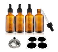 Decorniqu Amber Glass Dropper Bottles 2pcs 60m/2oz Leak proof Small Pipette Dropper Bottle Empty Reusable liquid Pipette Ear Dropper Bottles Droppers for Liquids Hair Oil