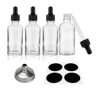 Decorniqu Clear Glass Dropper Bottles 2pcs 60m/2oz Leak proof Small Pipette Dropper Bottle Empty Reusable liquid Pipette Ear Dropper Bottles Droppers for Liquids Hair Oil