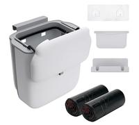 Decorniqu Hanging Kitchen Bin with Lid with Bin Bags 40 Pcs, 10L Foldable Food Waste caddy, Plastic Rubbish Compost Bins for Under Sink, Counter top, Cupboard Door, Kitchen, Camping, Cabinet, Car, Be