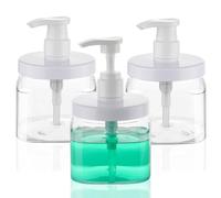 Decorniqu Pump Bottle Dispenser 3 Pack 550ml/18.6oz Lotion Dispenser Wide Mouth Plastic Refillable Lotion Pump Bottles Empty Bathroom Shower Containers for Hand Wash Shampoo Conditioner(Clear)