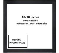 DECORO 18x18 Inch Square Black Photo Frame | 18x18inch Poster Frame | Wooden Photo Frame | Square Black Picture Frames