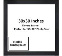 DECORO 30x30 Inch Square Black Photo Frame | 30x30inch Poster Frame | Wooden Photo Frame | Square Black Picture Frames 30x30inch