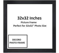 DECORO 32x32 Inch Square Black Photo Frame | 32x32inch Poster Frame | Wooden Photo Frame | Black Picture Frames