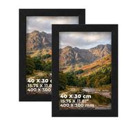 DECORO Black 40X30 CM (15.75X11.81) Pack of 2 Picture Frame with Plexiglass Front & Engineered Wood Construction, Wall Hanging Display for Photos, Posters, Prints & Artwork, Portrait or Landscape