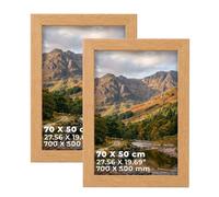 DECORO Oak 70X50 CM (27.56X19.69) B2 Pack of 2 Picture Frame with Plexiglass Front & Engineered Wood Construction, Wall Hanging Display for Photos, Posters, Prints & Artwork, Portrait or Landscape