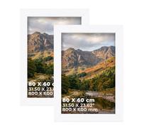 DECORO White 80X60 CM (31.50X23.62) CANVAS Pack of 2 Picture Frame with Plexiglass Front & Engineered Wood Construction, Wall Hanging Display for Photos, Posters & Artwork, Portrait or Landscape
