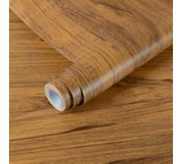 Decoroom Sticky Back Plastic Roll Wood Effect Vinyl Wrap Self Adhesive 60X300cm Light Brown Grain Peel and Stick Wallpaper Contact Paper Waterproof Film Cover Cupboard Countertop Furniture Stickers
