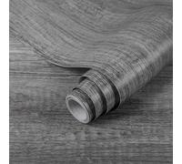 Decoroom Sticky Back Plastic Roll Wood Effect Vinyl Wrap Self Adhesive 90X300cm Grey Grain Peel and Stick Wallpaper Contact Paper Waterproof Film Cover Cupboard Countertop Furniture Stickers