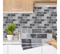 Decoroom Tile Stickers Black Grey 24pcs/15x30cm Peel and Stick Vinyl Brick Self Adhesive Wall Tiles Waterproof DIY Home Decor Stick on Kitchen Transfers Bathroom Backsplash