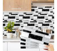 Decoroom Tile Stickers Grey Black 24pcs/15x30cm Peel and Stick Vinyl Brick Self Adhesive Wall Tiles Waterproof DIY Home Decor Stick on Transfers Kitchen Bathroom Backsplash