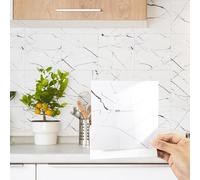 Decoroom Tile Stickers White 12pcs/15x15cm, Marble Self Adhesive Stick on Wall Tiles, Peel and Stick Vinyl Waterproof Home Decor for Kitchen Bathroom Splashback