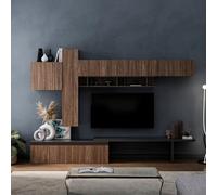 Decorotika Aosta Moduler Modern Tv Unit Wall Mount Customizable Layout Black Alina