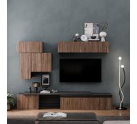 Decorotika Arles Moduler Modern Tv Unit Wall Mount Customizable Layout Black Alina