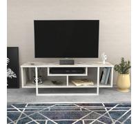 Decorotika Astona Tv Stand Tv Unit For Tvs Up To 55 Inch White Marble Effect And White