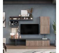 Decorotika Bergen Moduler Modern Tv Unit Wall Mount Customizable Layout Black Alina