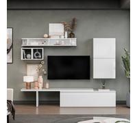 Decorotika Bergen Moduler Modern Tv Unit Wall Mount Customizable Layout High Gloss White