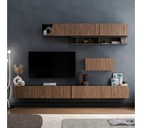 Decorotika Boston Moduler Modern Tv Unit Wall Mount Customizable Layout Black Alina