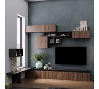 Decorotika Burgos Moduler Modern Tv Unit Wall Mount Customizable Layout Black Alina