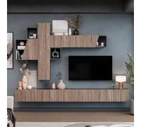 Decorotika Campobasso Moduler Modern Tv Unit Wall Mount Customizable Layout Black Alina