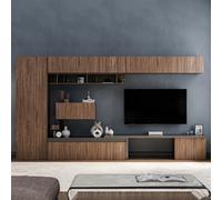 Decorotika Cardiff Moduler Modern Tv Unit Wall Mount Customizable Layout Black Alina