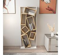 Decorotika Carmen Assymetrical Design Bookshelf, Shelving Unit, Display Unit With 6 Shelves White & Sapphire Oak