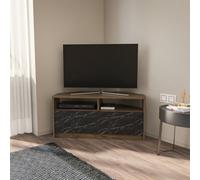 Decorotika Comero Corner Tv Stand For Tvs Up To 43'' Walnut & Black Marble Effect